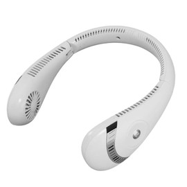 Foldable Neck Cooler, 2024 Newest Folding, Angle Adjustable, Wingless, LED, Neck Fan, Handsfree, Portable, White, Compact, Lightweight