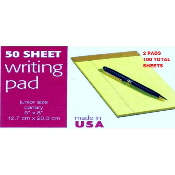 Tops 2 pk Jr SIZE 5 x 8" YELLOW LEGAL