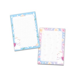 2 Motif Writing Pads A5 Lined Writing Paper for Girls Children School Llama Alpaca Pink (1 Pad Colourful and 1 Pad for Colouring A5 with 25 Sheets each)