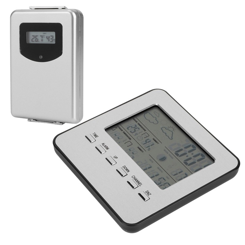 Thermometer Hygrometer with Weather Report Alarm Clock Wireless Temperature Humidity
