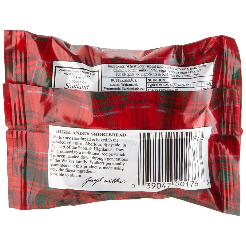 Walkers Shortbread Highlanders, Traditional Pure Butter Shortbread Cookies, 1.4 Ounce