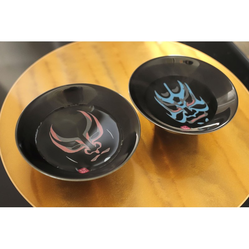 (Temperature Design) Round Pottery Warmth Kabuki® Black Flat Cup Set,