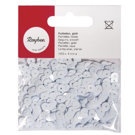 Rayher 3920002 Sequins, Smooth, 6 mm Diameter, Individually Packed 1000 Pieces, White