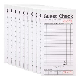 Stock Your Home Black+White Guest Check Books for Servers (10 Pack) Server Note Pads, Waiter Checkbook, Food Receipt Book, Restaurant Order Pad, Paper Checks, Waitress Accessories, 500 Total Tickets
