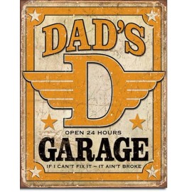 DE Dad's Garage TIN SIGN metal poster vtg hotrod fix it repair shop wall decor 1894