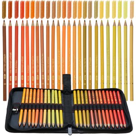 ZZWUAPT Orange Yellow Colored Pencils,Oil Based Wooden Colored Pencil Set for Adults Coloring Books Drawing Sketching Art Supplies 24 Color