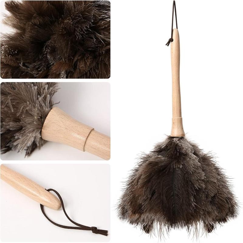 2count Ostrich Feather Duster 16 Inch Fluffy Natural with Wood