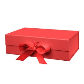 DaiUni DaiUni 10.5"X7.5"X3.1" Red Magnetic Gift Box with Lid and Ribbon for Presents