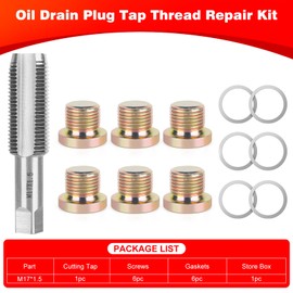 JMMRRR Oil Drain Plug Tap Thread Repair Kit M17 x 1.5MM Oil Pan Screws Rethread Tool Oil Drain Plug Thread Repair Tool Kit