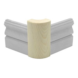 Pine Outside Radius Corner Base Block Bullnose, 3/4" x 2 1/4" x 4" Clear Pine & Knotty Pine - Fits 3/4" Radius, Trim Molding
