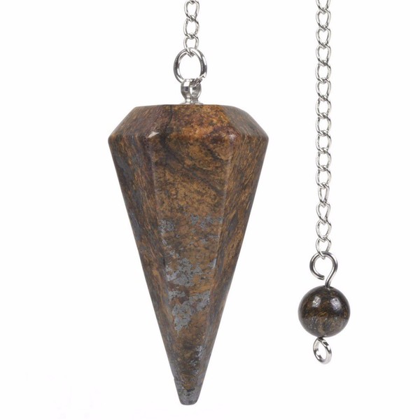 Justinstones Natural Bronzite Gemstone Rock Crystal Hexagonal Pointed Reiki Chakra Pendant Pendulum