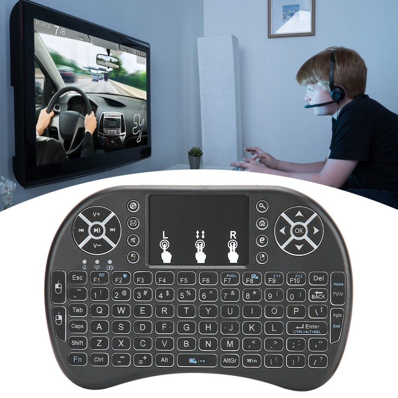 Mini Wireless Keyboard Remote 2.4G USB QWERTY DPI Adjustable for