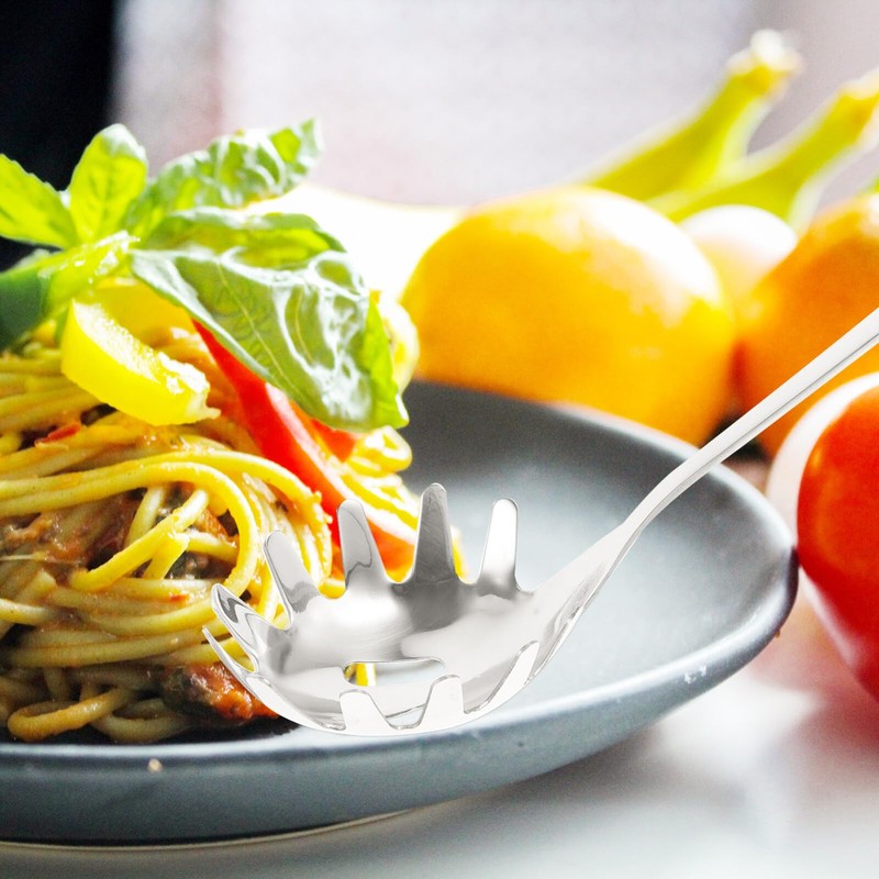 Zerodeko Pasta Server Spaghetti Spoon- Stainless Steel Spaghetti Fork Noodle