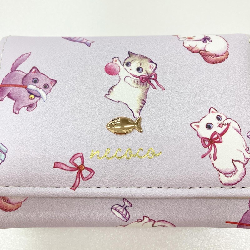 Aldi A48-2 Women's Trifold Wallet Necoco Collaboration Series, Purple, purple