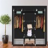 Portable Double Rod Storage Organizer 69\" Non-Woven Fabric Closet Wardrobe