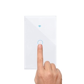 INGEQUIS Interruptor Inteligente Sin Neutro con Capacitor, Apagador Wifi de 2.4Ghz con Panel Táctil, Control Remoto de App, Compatible con Alexa, Google Assistant y IFTTT (Blanco, 1gang)