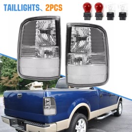 QCL-Autoparts Pair Tail Lights Brake Lamps For 2004-2008 Ford F150 F-150 W/Bulbs Clear Lens