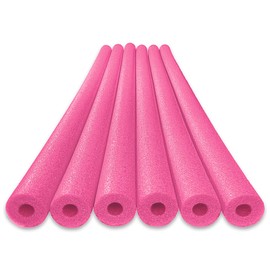 Oodles of Noodles Deluxe Pool Noodles – 6 Pack Pink Soft Foam Tubes, 48” x 2.5” Hollow Core – Extra Dense, Durable – Pool, Beach, Crafts – Made in North America