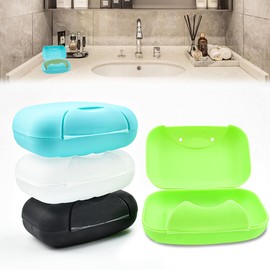 DTYGUIXE Pack of 4 Portable Soap Dish, Plastic Soap Box, Travel Soap Container for Solid Soaps, Waterproof Soap Box, Soap Box for Hiking, Business Trips, Camping (Black, White, Blue, Green)