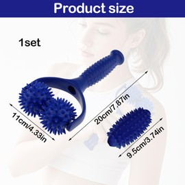 keyxer Hedgehog Ball Massage Roller with 3 Interchangeable Massage Balls: Self Massage Roller for Legs, Feet, Back & Arms - Fascia Ball with Handles for Muscle Pain, Massage Roller, Massage Roller