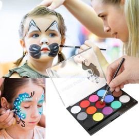 URAQT Body Painting, 15 Colori Face Painting, Pittura Corpo con 32 Stampini e 2 Pennelli, Coloranti Naturale e Sicuro, Feste, Trucco Make-up, Halloween