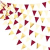 32Ft Burgundy Gold Bunting Banner Party Decorations Fabric Triangle Flag Pennant Garland Streamer for Birthday Wedding Baby Bridal Shower Bachelorette Engagement Anniversary Garden Hanging Decorations