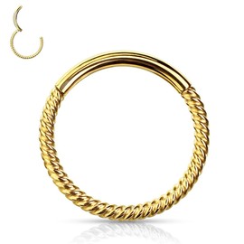 HENYQANN Conch Piercing Ring Septum Piercing Nose Ring Daith Helix Piercing Cartilage Earring Lip Eyebrow Belly Tragus Piercing Black Silver Gold Rose Gold Rainbow 16/18G 6/8/10/12 mm, Stainless Steel