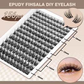 Lash Clusters DIY Lashes Extensions Kit 156pcs Soft Natural Eyelashes 10-16mm C Curl Individual Lashes Super Thin Band Eyelashes with Bond & Seal, Lash Tweezer