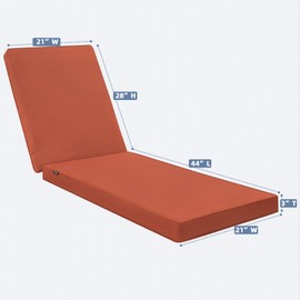 Favoyard Chaise Lounge Cushions Outdoor 72 x 21 x3 Inch Waterproof & 3-Year Fade Resistant Outdoor Lounge Chair Cushions with Removable Cover, Ties and Hidden Zipper for Patio Pool Lounge Chairs