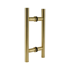 Top Hardware Stainless Steel 304 Grade Back to Back Shower Door Ladder Pull Handle for 3/8”~ 1/2” inch Glass Thickness, 10 in (Center to Center: 6 in), Satin Gold Finish