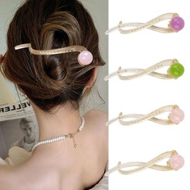 Ahoney 4 Pack French Hair Pin Clips Twist Banana Clips for Women Barrettes Non-slip (Jelly)