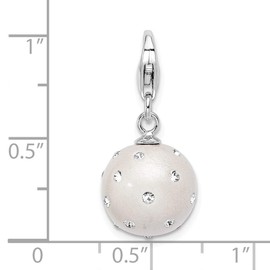 Adornica Diamonds Sterling Silver Rhodium-Plated Click-on White Ferido and Stellux Crystal Ball Charm