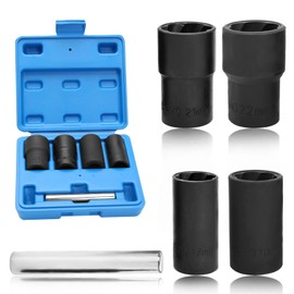 SPEEDWOX 1/2 Inch Drive Impact Lug Nut Socket 5Pcs Lug Nut Remover Extractor Tool Locking Lug Nut Removal Tools 17Mm 19Mm 21Mm 22Mm Stripped Bolt Remover Lug Nut Extractor Set