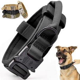 Collar de perro Táctico, Collar de Perro de Nailon Militar Grueso, Collar de Perro con Asa, Hebilla de Collar de Perro de Metal Elástico Ajustable, pa