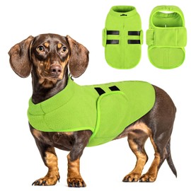 PUZAUKAL Dog Jumper Fleece Vest Dog Coats Winter Warm Dog Vest for Small Dogs Soft Fleece Dog Jacket with Harness Jumper for Medium Large Dog Cat Green (L)