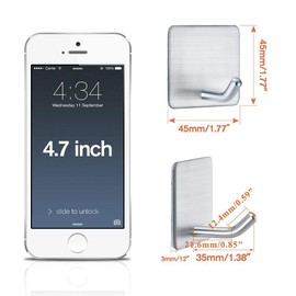 FOTYRIG Heavy Duty Adhesive Towel Hooks Stick on Towel Holder Wall Hangers Waterproof Stainless Steel Sticky Hooks for Hanging Bathroom Kitchen Home-4 Packs