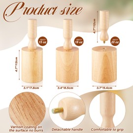 Juexica 3 Pcs Cup Pottery Molds 3.1'', 3.4'', 3.7'' Plaster Molds with 12 Pcs Mug Handle Forms Pottery Shaping Tool Wood Slump Press Mold 3 Sizes Clay Molds for DIY Pottery Cup Mug Art Making