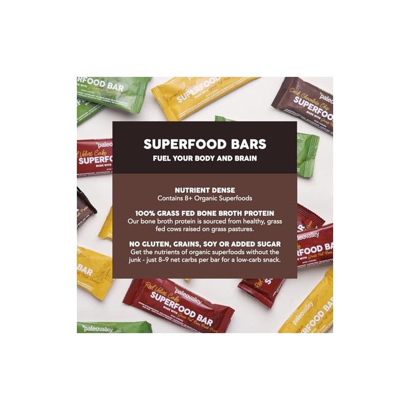 Paleovalley Superfood Bars – Dark Chocolate Chip– 10 Pack –