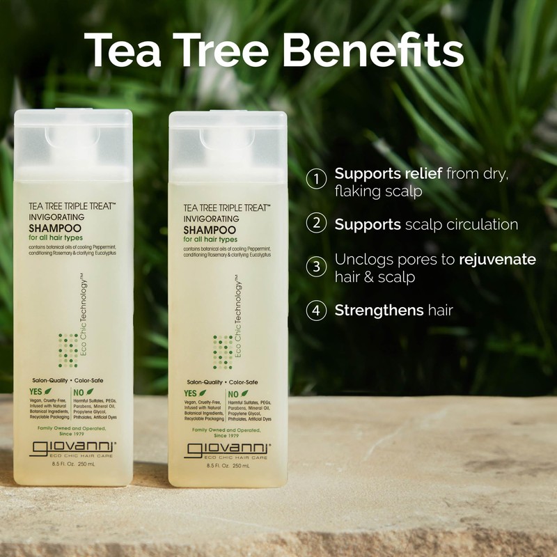 GIOVANNI Tea Tree Triple Treat Invigorating Shampoo - Cooling Peppermint,