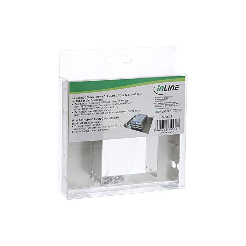 InLine 39950E HDD Mounting Frame, 3 x 6.35 cm (2.5