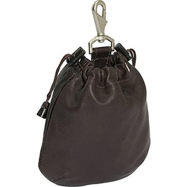Piel Leather Drawstring Pouch, Chocolate, One Size