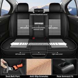 JIAMAOXIN Seat Covers Full Set Fit for Subaru Outback 2007-2025 Breathable and Waterproof Car Seat Covers 5 Seat Leather Seat Covers（Black&Grey）