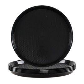 Zopnny 6-Pack Plastic Round Serving Trays, Breakfast Food Serving Trays Set