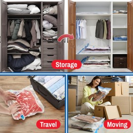 5 Pack Large Vacuum Storage Bags for Comforters, Blankets & Clothes – Vacuum Sealed Compression Bags with Hand Pump – Space Saver Storage Bags for Bedding, Moving, Travel & Organization