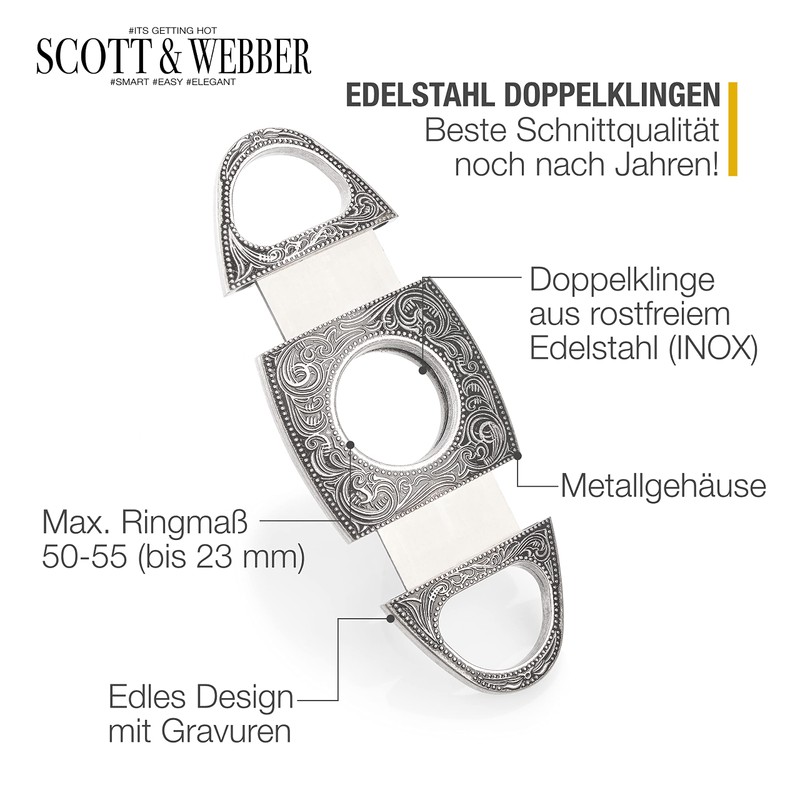 Scott & Webber® - Cigar cutter with double blade made