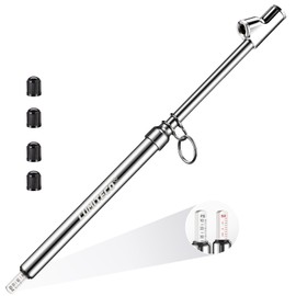 LUMITECO Dual Head Tire Pressure Gauge, Heavy Duty Extension Air Tire Gauge for Tire Pressure Range 10-150PSI 1-10BAR, Straight Foot Dual Head Chuck Auto Service Gage for Car,Semi Truck,RV,Motorcycle