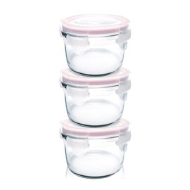 Glasslock MCCB016 Baby Food Round Container, 3-Piece Set, Clear, GL-545