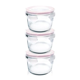 Glasslock MCCB016 Baby Food Round Container, 3-Piece Set, Clear, GL-545