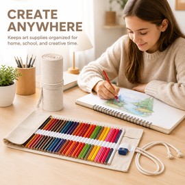 Roll-Up Pencil Case for Art Supplies – Multi-Slot Fabric Organizer for Colored Pencils, Brushes, Markers & School Storage