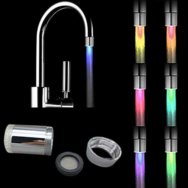 2 Pack LED Water Faucet,Automatic 7 Colour Changing LED Water Stream Faucet Tap for Kithen and Bathroom